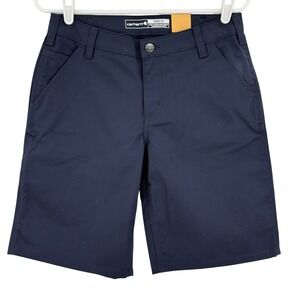 Carhartt Women's Navy Rugged Professional Canvas Work Shorts Sz 6 Inseam 10" NWT